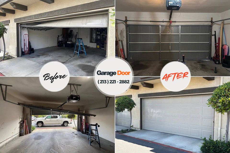 Before and after: garage door repair Comstock Northwest, MI